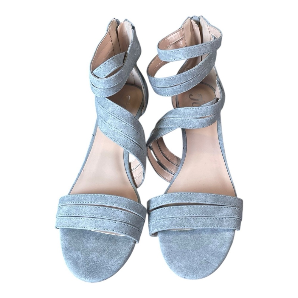 JG Women's Strappy Suede Wedged Heel Gray US Size 9